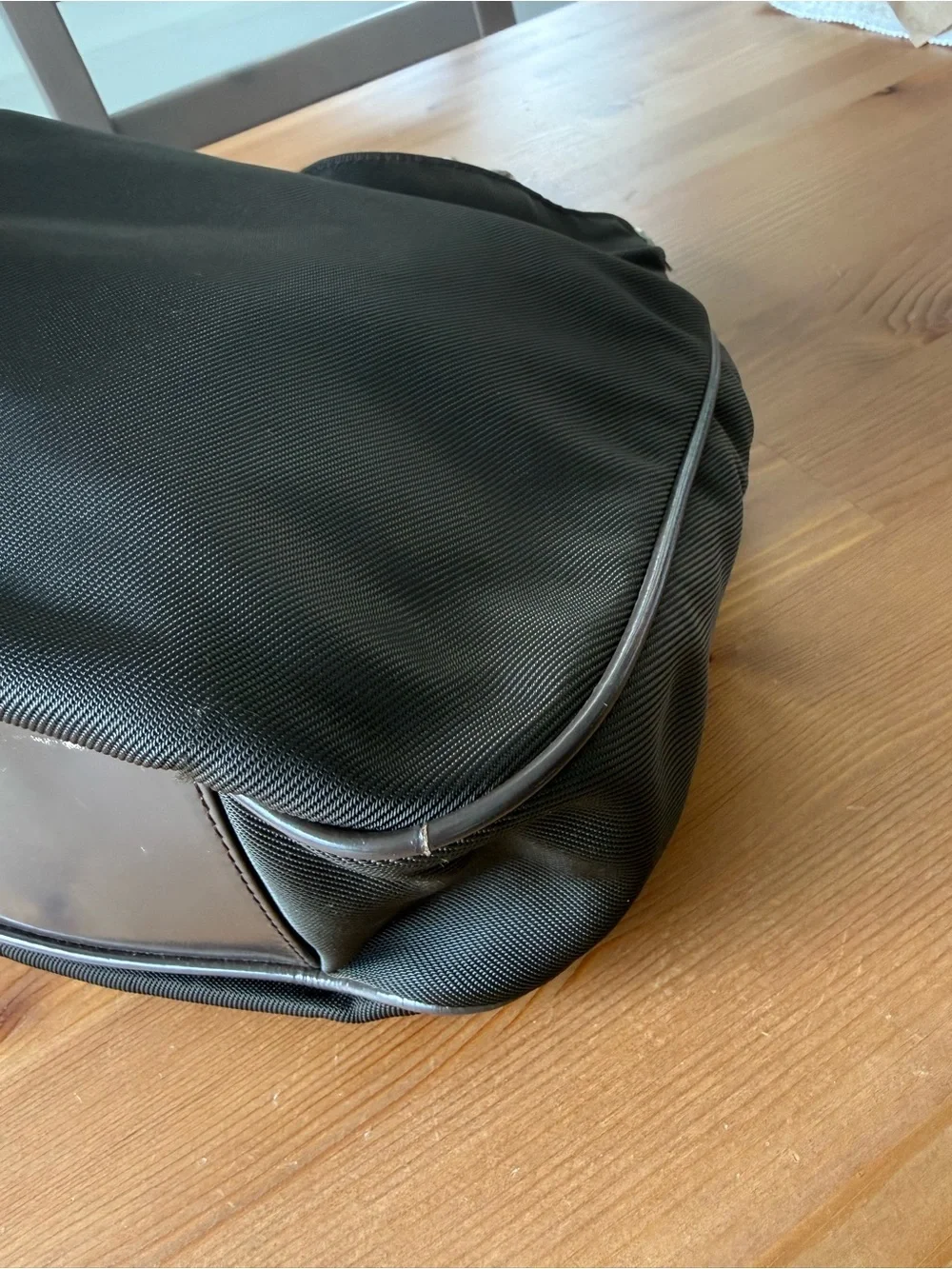 Vintage Gucci Dark Green Nylon Shoulder Bag with Bamboo Handle